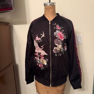 Miss Selfridge Floral Embroidered Bomber Zip Up Jacket